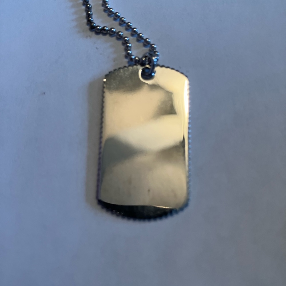 Sterling Silver Initial 'M' Dog Tag Necklace New in Box. - Picture 7 of 7